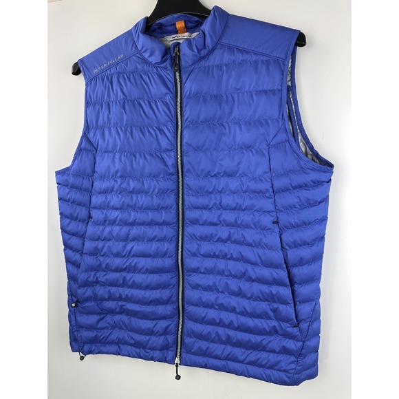 Peter Millar Hyperlight Quilted Puffer Vest Mens Large Blue Full Zip Crown Sport - Picture 3 of 13